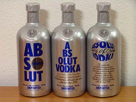 Absolut Chrome bottles from France